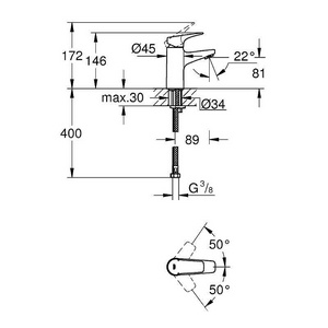 Смеситель для раковины, c донным клапаном, с установочным комплектом, хром ZZ Grohe BauFlow 23752000