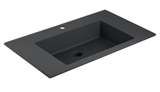Раковина накладная на тумбу 800x480мм, с 1 отверстием для смесителя, с переливом, (искуственный камень цв.черный), Vincea ZZ Vincea Универсал VCB-13800B