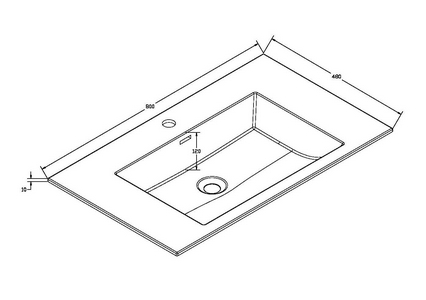 Раковина накладная на тумбу 800x480мм, с 1 отверстием для смесителя, с переливом, (искуственный камень цв.черный), Vincea ZZ Vincea Универсал VCB-13800B