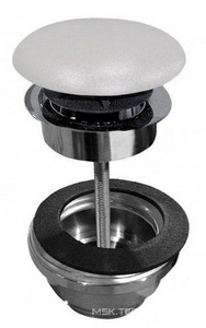 Пробка для сливного отверстия раковин, универсальная, нажимная Up & down, G 1 1/4, h20-70мм, (крышка керамика цв.серый матовый Grigio matt),Kerasan ZZ Kerasan Универсал 923359