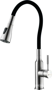 Смеситель для кухни  для кухни с гибким изливом, цв. хром/черный матовый ZZ Lemark Expert LM5082S-Black