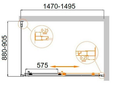Душевой уголок 1500(1480-1520)х900(880-900)хh1950мм, прямоугольный, правый/левый, (стекло прозр.Idrorepellente 6мм, фурн.цв.хром),  ZZ Cezares Molveno MOLVENO-AH-11-150/90-C-Cr-IV