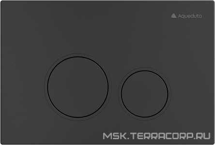 Компл.: унитаз подвесн.,безободк.,525х360мм,цв.белый глянц., сиденье с микрол,,инстал. д/унит., крепёж, клавиша смыва Circulo цв.черный мат.,  ZZ Aqueduto Cone AQDS005