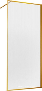 Душевая перегородка 1000хh2000мм, правая/левая, (стекло рифленое 8мм Easy Clean, укорачиваемый кронштейн 1200мм, фурнит.цв.браш.золото),  ZZ Vincea Walk-In VSW-1HP100FLBG