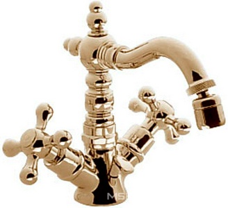 Смеситель для биде, "Г-образный" поворотный излив, с д/к, (цв.бронза),  ZZ 3M Romantica 3629 UU VE