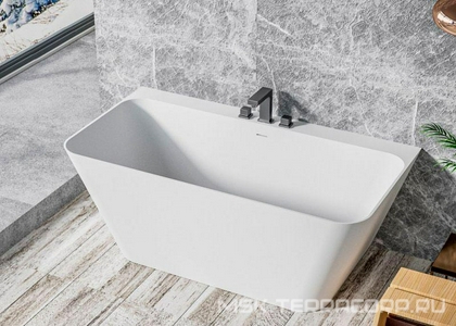 Ванна 1700х800хh600мм, пристенная (с задней стенкой), интегрир.слив перелив, д/к в цвет ванны в комп,(иск.камень Solid Surface цв.белый мат), ZZ Cezares Liner CZR-LINER-170-80-60-SSB