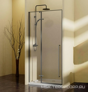 Дверь для душа в нишу, 1000хh1950мм, распашная с неподв.сегментом, правая/левая, (стекло 6мм прозрачное, фурн.цв.вороненая сталь),  ZZ Vincea Slim-N VDPH-5SN100CLGM