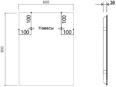 Зеркало 600x800х30мм, с встроенным по периметру светильником, сенсорным выключателем и диммером, (окантовка цв.черный), Vincea ZZ Vincea Универсал VLM-3VN600B