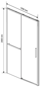 Дверь для душа, в нишу 1200хh2000мм, раздвижн, 1 дверь, 1 неподв.секция, правая/левая,(стек.прозрач 6мм Easy Clean,фурн.цв.ворон.сталь),  ZZ Vincea Slim Soft VDS-1SS120CLGM