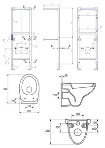 Подвесной унитаз  Leon Black с крышкой-сиденье микролифт +инсталляция+кнопка цв.хром ZZ Cersanit Delfi S-SET-DEL/Black/TPL/Cg-w