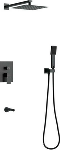 Смеситель для ванны с душем Ventas 3S, внутренняя часть в компл., верхний, ручной душ, см-ль, излив, цв. черный матовый, ZZ Berges VENTAS 073006