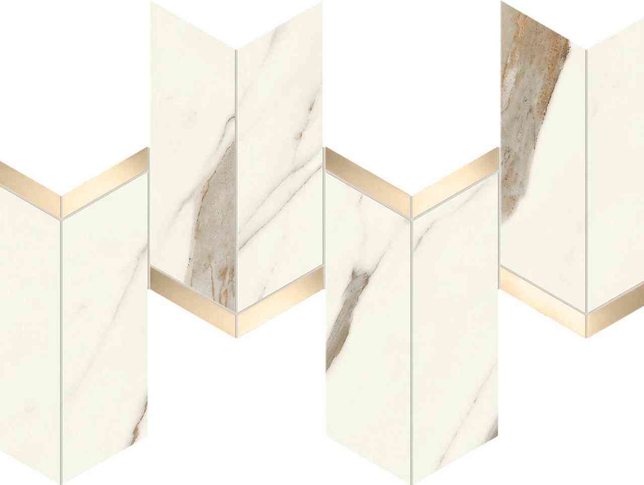 Marvel Calacatta Sublime Mosaico Chevron Lapp ZZ 19.2x46.3