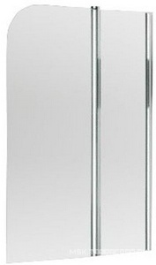 Штора на ванну 1100хh1452мм, "Правая", стационарн.сегмент 435мм, поворотный 650мм, (стекло 6мм прозрачн., матов.алюминий/хром)  ZZ Provex Vario 2001 KV 28 GL R