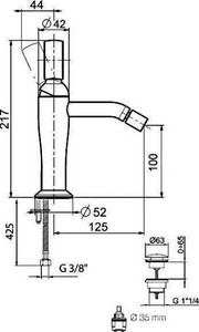 Смеситель для биде, с д/к, (цв.хром),  ZZ Webert Opera OA840102015