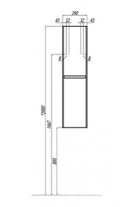 Пенал подвесной ШЕРИЛЛ, 290*1200*203 мм, цвет белый, крепеж в комплекте ZZ Aquaton Шерилл 1A206503SH010