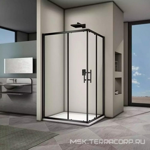 Душевое ограждение 120*80*h190 см,  профиль чёрный матовый, стекло прозрачное / 6мм XX Veconi RV RV30B-12080-01-C3