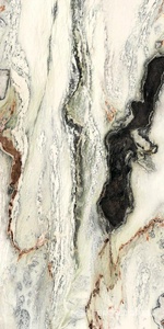 Керамогранит для пола и стены Ariostea Ultra Marmi PANDA WHITE Glint  150x300 UM6G300690