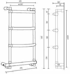 Полотенцесушитель Art.532/4/400(360)CR 648х400мм (эл.+шнур справа), Margaroli ZZ Margaroli Luna 532/4/400(360)CR