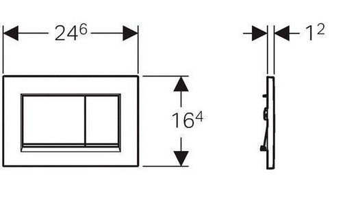 Клавиша двойного смыва (пластик рамка хром матовый, полоса хром глянцевый, клавиши хром матовый),  ZZ Geberit Sigma 30 115.883.KN.1