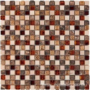 Мозаика Мастера Керамики Glass 721 из мрамора и стекла (чип 15x15) 30х30