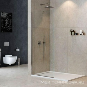 Душевая перегородка 1400хh1950мм, правая/левая, (стекло прозрачное 8мм, кронштейн, фурнит. цв.хром),  ZZ Cezares Liberta LIBERTA-L-1-TB-140-C-Cr