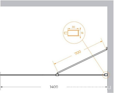 Душевая перегородка 1400хh1950мм, правая/левая, (стекло прозрачное 8мм, кронштейн, фурнит. цв.хром),  ZZ Cezares Liberta LIBERTA-L-1-TB-140-C-Cr