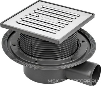 Трап для душа, выпуск горизонт. d50мм, гидрозатвор сухой/мокрый, решетка нерж сталь 153х153мм, Bettoserb ZZ Bettoserb Универсал 14702509