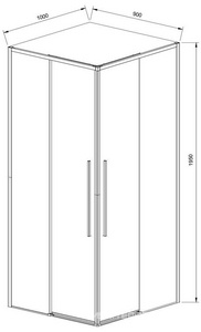 Душевой уголок 1000х900хh1950мм, прямоуг., (стекло прозрачное 6мм Easy Clean, фурн.цв.хром),  ZZ Vincea Slim-N VSS-4SN9010CL