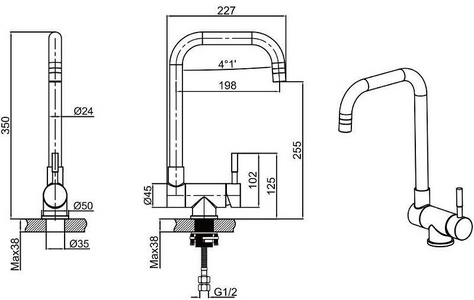 Смеситель для кухни, (цв.хром),  ZZ Allen Brau Fenster 5.60003-00