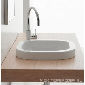 Раковина встраиваемая в столешницу сверху, квадратная, 41х41хh5,5см, без отв.д/смесителя,  ZZ Scarabeo Next 8047/A