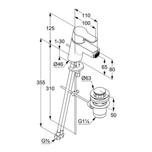 Смеситель для биде, с донным клапаном, цв.белый/хром ZZ Kludi Pure&Easy 375339165