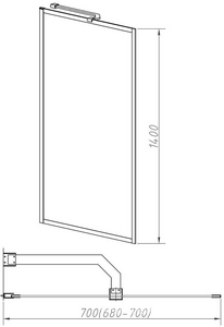 Душевая шторка на ванну, стационарная, правая/левая, 700хh1400мм, (стекло прозрачное 5мм, фурнитура цв.вороненая сталь), Vincea ZZ Vincea Универсал VSB-41700CLGM