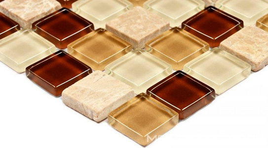 Мозаика Scarlett (15x15x4) 30x30 Bonaparte Мозаика стеклянная с камнем n156851