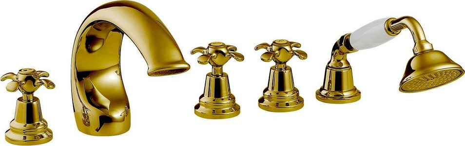 Смеситель для ванны, встраиваемый в борт ванны с душ. гарн. на 4 отв. (цв.хром) Nuova Retro ZZ 3M Nuova retro IT4106USNRZZ