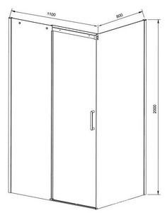 Душевой уголок 1100х800хh2000мм, прямоуг., правый/левый, (стекло прозрачное 8мм Easy Clean, фурн.цв.черный мат.),  ZZ Vincea Dice VSR-4D8011CLB