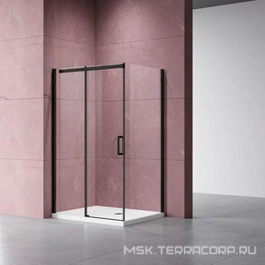 Душевой уголок 1100х800хh2000мм, прямоуг., правый/левый, (стекло прозрачное 8мм Easy Clean, фурн.цв.черный мат.),  ZZ Vincea Dice VSR-4D8011CLB