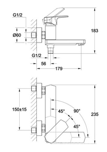 Смеситель для ванны WISLA, без аксессуаров, цв.хром глянец,  ZZ Cersanit Wisla A63056