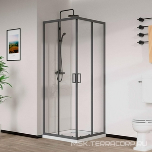 Душевой уголок 1000х900хh1950мм, прямоуг., правый/левый, (стекло прозрачное 5мм, фурн.цв.вороненая сталь),  ZZ Vincea City VSS-5CT9010CLGM