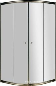 Душевой уголок 1000х1000хh1950мм, 1/4 круга, R550мм, две раздвижные двери (стекло прозрачное 6мм, фурнитура цв.бронза), Giubleo ZZ Cezares Giubileo GIUBILEO-R-2-100-SCORREVOLE-C-Br