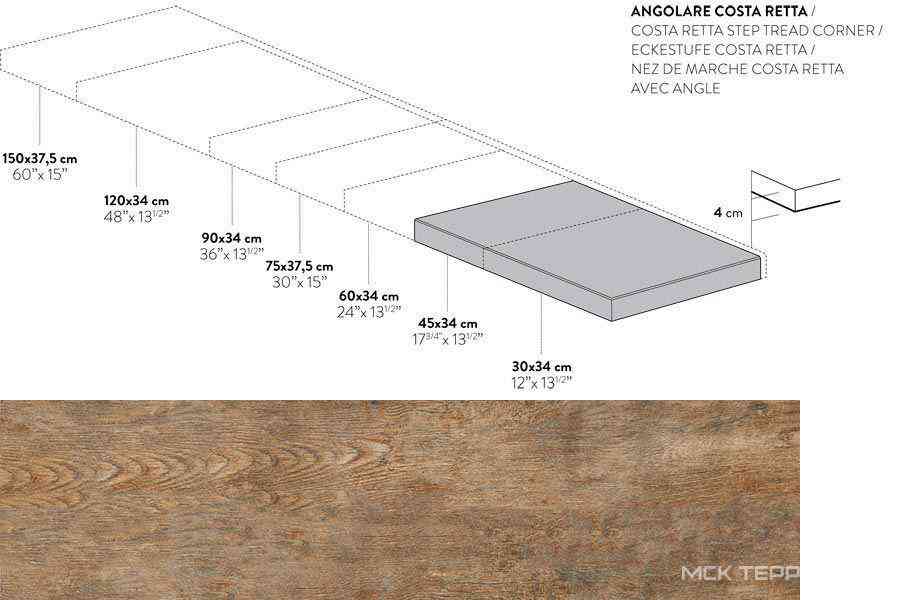 Angolare Costa Retta Rovere Impero XX |34x120