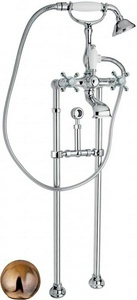 Смеситель для ванны, напольный, трубы 2шт., с кронштейном д/слива-перелива,  шланг, лейка в компл., (цв. бронза ),  ZZ Cezares Golf GOLF-VDPS-02-M