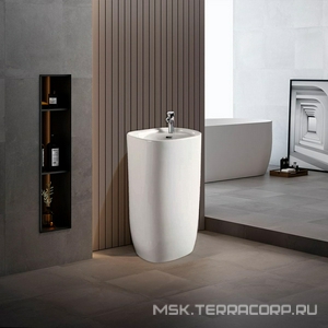 Раковина напольная 500х400х880мм, с отвверстием для смесителя, с переливом, (керамика цв.белый), Vincea ZZ Vincea Раковины VBS-2P202