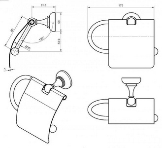 Держатель для т/б, с крышкой, (цв.золото),  ZZ Cezares Aphrodite APHRODITE-TRH-03/24-M