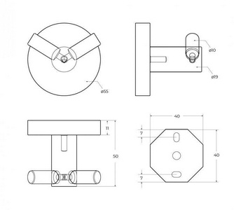 Крючок двойной, (цв.черный матовый), Relax ZZ Cezares relax RELAX-HKD-NOP