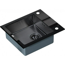 Мойка кухонная Zorg Inox Glass GL-6051-BLACK черное стекло| 51x60x20