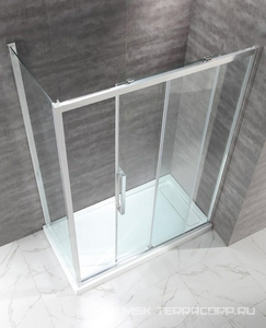 Душевой уголок 1400(1380-1420)х1000(980-1000)хh2000мм, прямоугольн, правый/левый, вход 575мм,(ст.прозр.Idrorepellente 8мм,фурнит.цв.хром),  ZZ Cezares Lux Soft LUX-SOFT-W-AH-1-140/100-C-Cr-IV