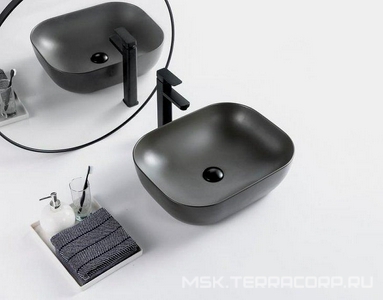 Раковина накладная на столешницу, 500x400xh140мм, без отв.д/смесит., без перелива, (цв.серый матовый), BelBagno ZZ BelBagno Универсал BB1302-H311