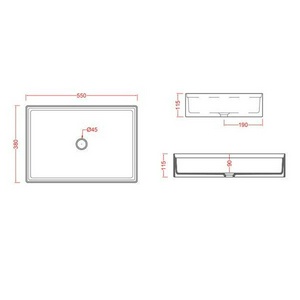 Раковина накладная на столешницу, прямоуг., 550х380хh115мм, без отв.д/смесит., без перелива, (цв. matt black),  ZZ ArtСeram Scalino SCL002 17; 00