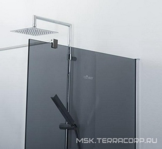 Душевая перегородка 800хh1950мм, правая/левая, поперечный подрезаемый кронштейн 1200мм, (стекло цв.GR (графит) 8мм, фурнит. цв.хром),  ZZ Cezares Liberta LIBERTA-L-1-80-120-GR-Cr