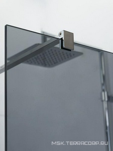 Душевая перегородка 800хh1950мм, правая/левая, поперечный подрезаемый кронштейн 1200мм, (стекло цв.GR (графит) 8мм, фурнит. цв.хром),  ZZ Cezares Liberta LIBERTA-L-1-80-120-GR-Cr